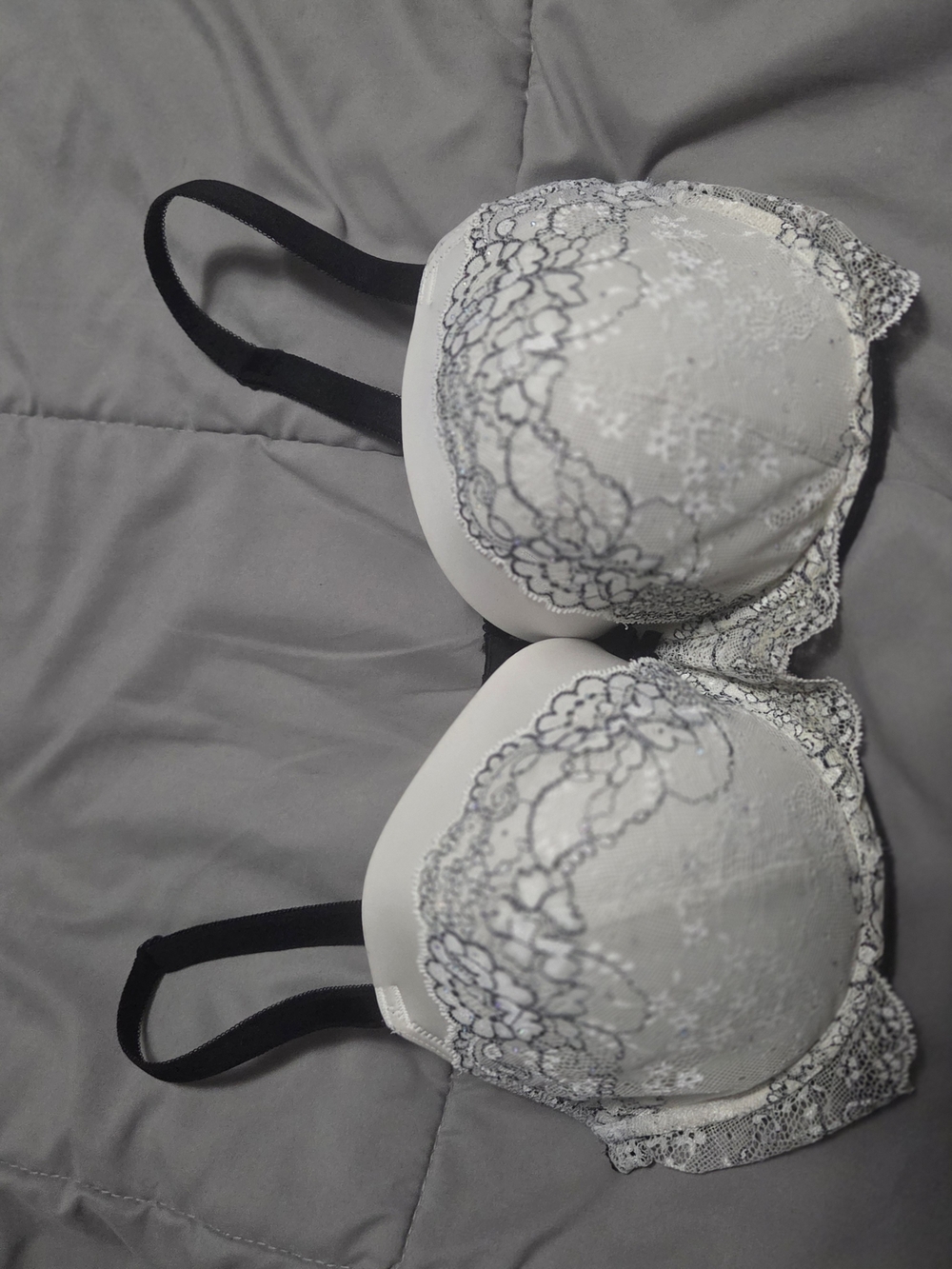 Victoria's Secret White Bra with Black Lace Trim